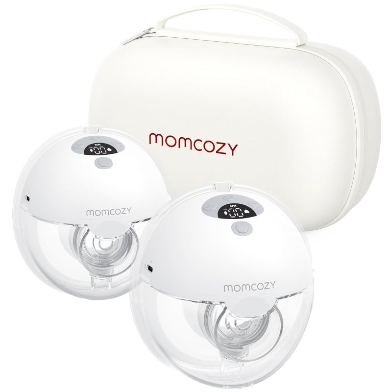 Photo 1 of Momcozy Breast Pump Hands Free M5, Wearable Breast Pump of Baby Mouth Double-Sealed Flange with 3 Modes & 9 Levels, Electric Breast Pump Portable - 24mm, 2 Pack Quill