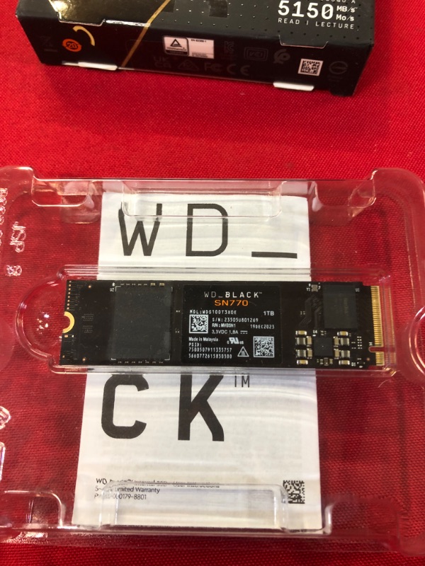 Photo 2 of WD_BLACK 1TB SN770 NVMe Internal Gaming SSD Solid State Drive - Gen4 PCIe, M.2 2280, Up to 5,150 MB/s - WDS100T3X0E