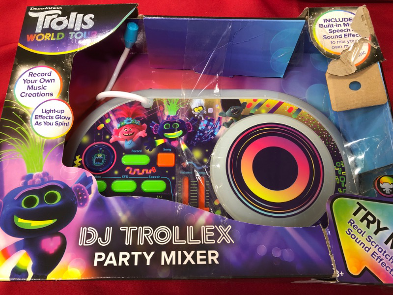 Photo 2 of eKids Trolls World Tour DJ Trollex Party Mixer Turntable Toy for Kids Toddler Children, Built in Microphone, Record, Sound Effects, LED Light Show