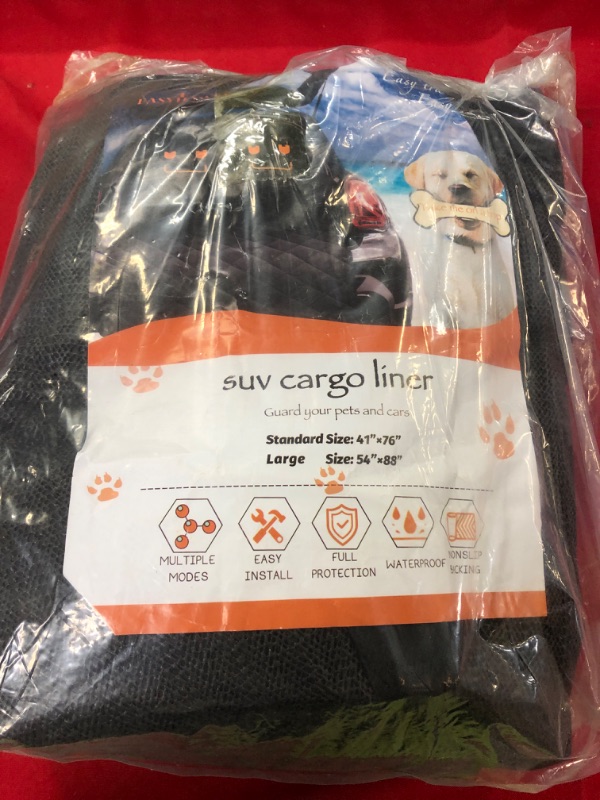 Photo 2 of EasyHaWei 4-in-1 SUV Cargo Liner for Dogs, Non-Slip Water Resistant Pet Trunk Mat with Side Flaps Protector & Back Seat Organizer, Dog Backseat Cover for SUVs Vans?41" W x 76" L? Cargo liner(Orange) Standard