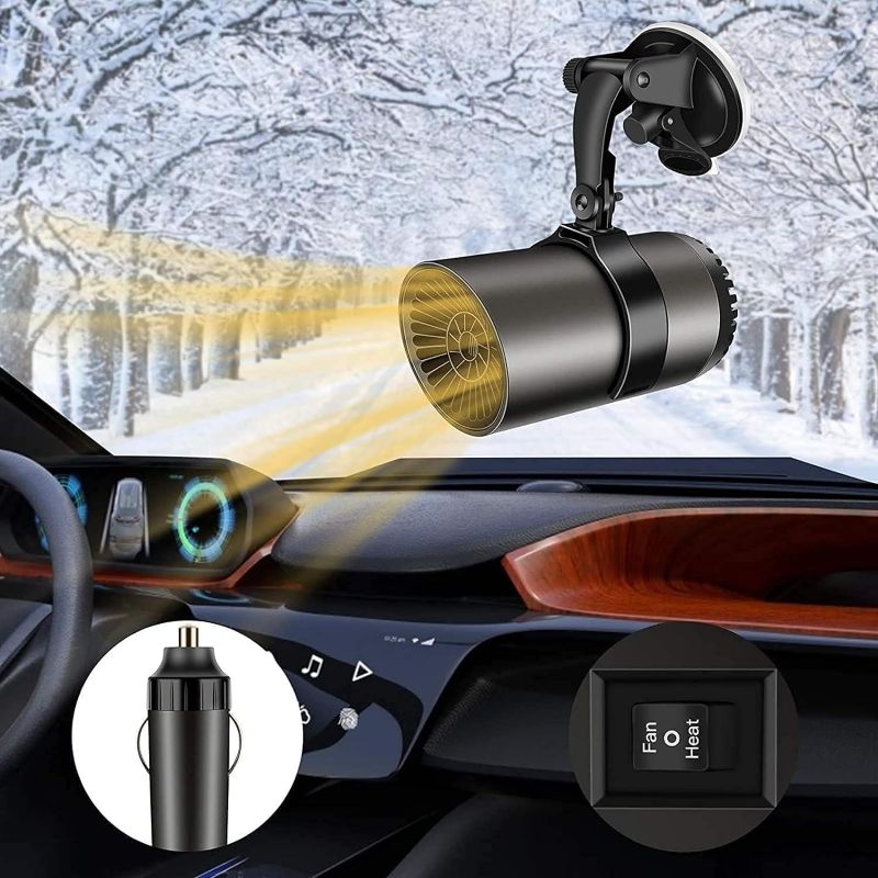 Photo 1 of Car Heater and Defroster, Car Windshield Defogger and Defroster, Car Heater That Plugs into Cigarette Lighter, 2 In1 Fast Heating & Cooling Fan for All Cars 