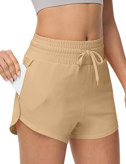 Photo 1 of  XL---UrKeuf Women's Sweat Cotton Shorts with Pockets High Waist Casual Summer Athletic Runing Shorts Comfy Drawstring Track Shorts
