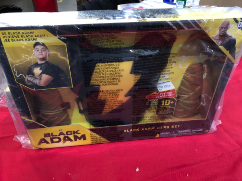 Photo 2 of DC Comics, Black Adam Hero Set, Light-up Chest Plate, Gauntlets, Cape, 10+ Sounds, Black Adam Movie Kids Roleplay Costume for Boys and Girls Ages 4 and Up