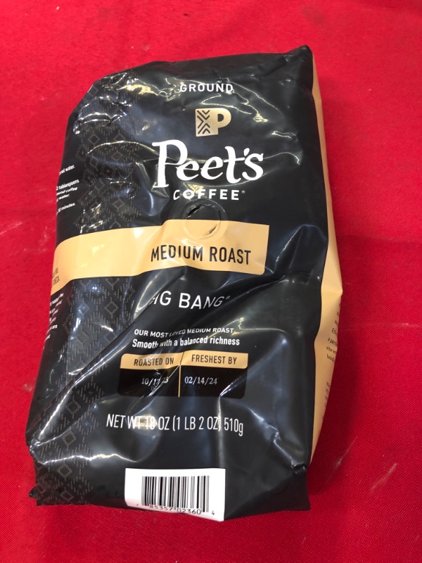 Photo 1 of exp date 02/2024   Peet's Coffee Coffee, Ground, Medium Roast, Big Bang, Peetnik Pack - 18 oz