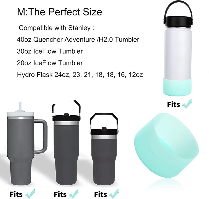 Photo 2 of 1 sleeve only-----Tonlinco Silicone Sleeve Boot For 12-40oz Hydroflask/Stanley Water Bottles Accessories for Stanley 40oz Tumbler with Handle & Stanley IceFlow 20oz 30oz
