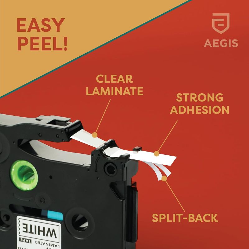 Photo 1 of Aegis Adhesives - Label Maker Tape Replacement for Brother TZE Laminated Tape TZE-231 TZ-231 TZe231. 12mm / 0.50 Inch White. Compatible with Brother PT-D210 H110 D220 D410 D600 (5 Pack) 12mm (0.47")