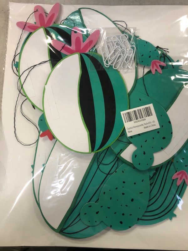 Photo 1 of KatchOn, Cactus Centerpieces for Cactus Party Decorations - Pack of 6 | Hanging Cactus Honeycomb, Fiesta Party Decorations | Taco Party Decorations | Coachella Party Decorations, Cactus Decorations Green
