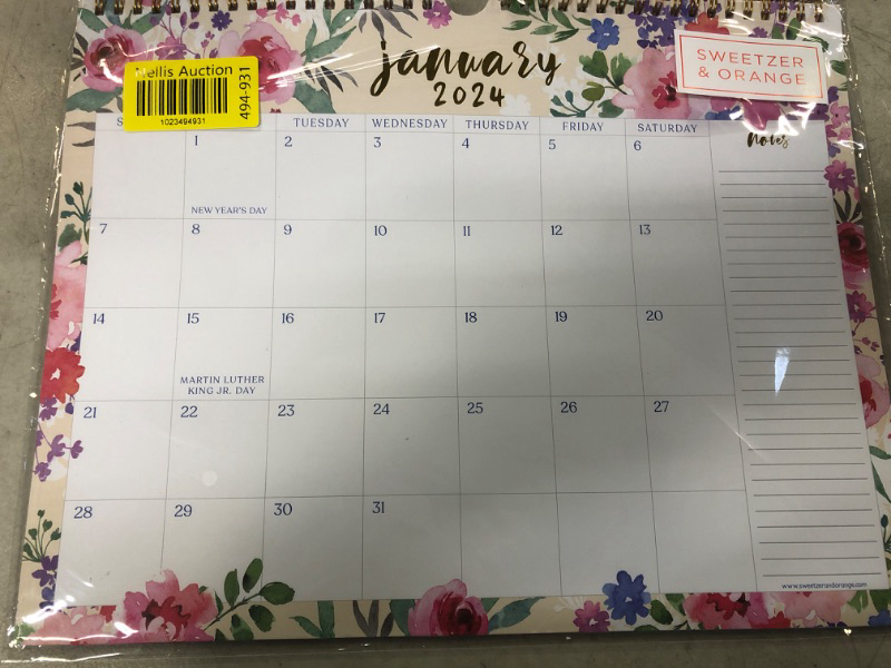 Photo 2 of S&O Watercolor Floral Wall Calendar from January 2024-June 2025 - Tear-Off Monthly Calendar - 18 Month Academic Wall Calendar - Hanging Calendar to Track for Anniversaries & Appointments