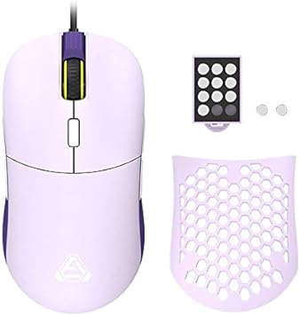 Photo 1 of FIRSTBLOOD ONLY GAME. F15 Lilac Gaming Mouse with Replaceable Honeycomb Shell, RGB Backlit, 16000 DPI, Programmable 8 Buttons, Symmetrical Shape with Both Side Buttons for Left and Right Hands, Purple