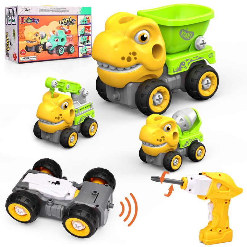 Photo 1 of BMONATY Take Apart Dinosaur Remote Control Cars With Electric Drill For Kids 3-8 Years, 3-In-1Take Apart Construction Truck With Voice,Gifts For Boys Girls Birthday(Yellow Tyrannosaur)
