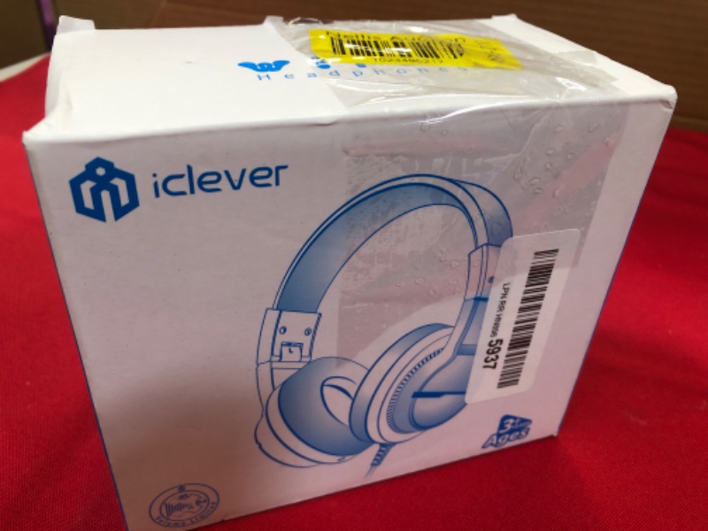 Photo 2 of iClever HS19 Kids Headphones with Microphone for School, Volume Limiter 85/94dB, Over-Ear Girls Boys Headphones for Kids with Shareport, Foldable Wired Headphones for iPad/Travel (Blue) Blue M