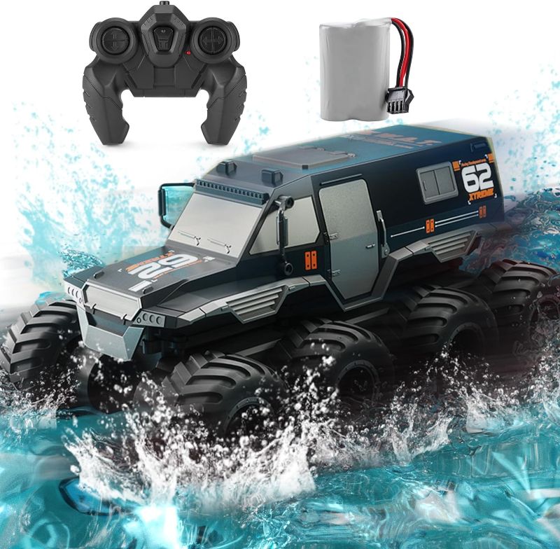 Photo 1 of Amphibious RC Truck 1: 12 8WD, 2.4G Off Road Waterproof Large Remote Control Car for Boys, All Terrain RC Car Toys for 7 8 9 10 11 12 Year Old...
Color:Black