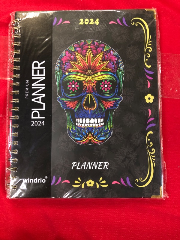 Photo 2 of Planner 2024 Daily Weekly Monthly Teacher Planner, 8.5"x11", Academic Hardcover Planner DEC 2023 to DEC 2024, 13-Month School Organizer, Spiral Notebook with Stickers, Inner Pocket, Coated Tabs Sugar Skull LARGE: 8.5" x 11"