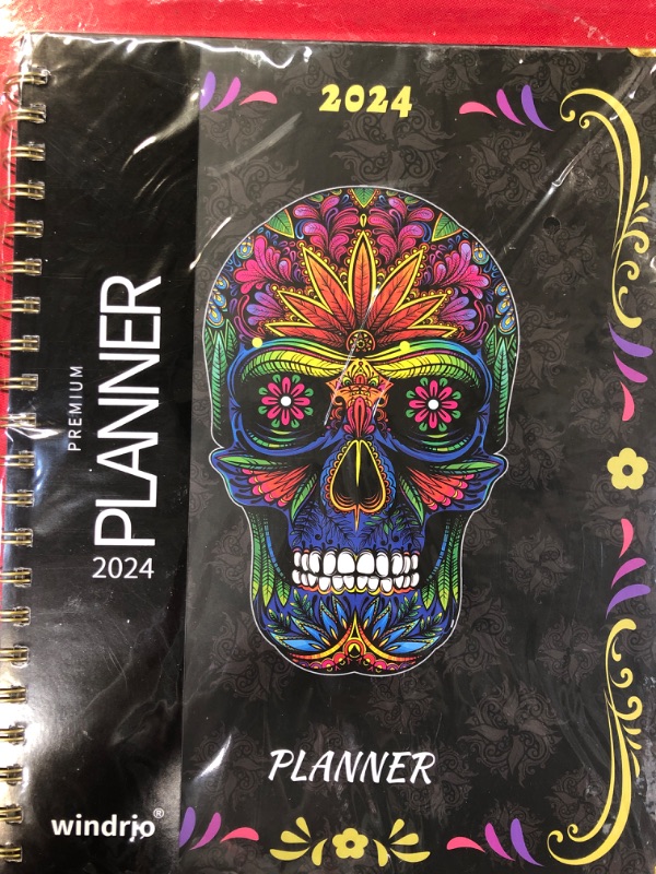 Photo 2 of Planner 2024 Daily Weekly Monthly Teacher Planner, 8.5"x11", Academic Hardcover Planner DEC 2023 to DEC 2024, 13-Month School Organizer, Spiral Notebook with Stickers, Inner Pocket, Coated Tabs Sugar Skull LARGE: 8.5" x 11"