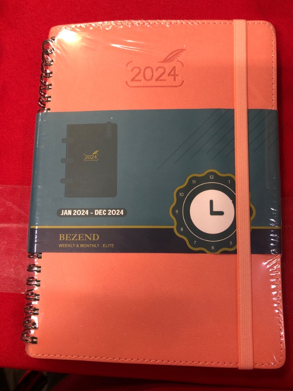 Photo 2 of 2024 Planner by BEZEND, A5 Calendar 5.8" x 8.5", Daily Weekly and Monthly Agenda,Spiral Bound,FSC Certified 100GSM Paper, Vegan Leather Soft Cover - Pink Pink 12 Months 5.8" x 8.5"