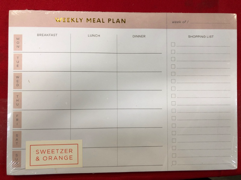 Photo 2 of Sweetzer & Orange Weekly Meal Planner and Grocery List Magnetic Notepad. Pink 10x7” Meal Planning Pad with Tear Off Shopping List. Plan Weekly Menu Food for Weight Loss or Dinner List for Family!