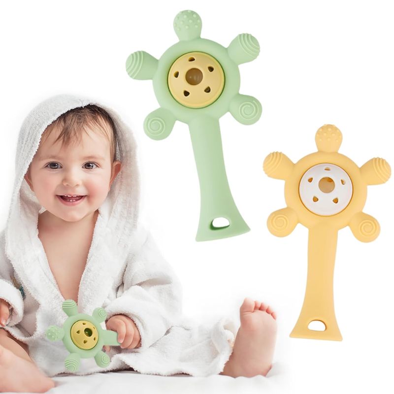 Photo 1 of 
Fu Store Baby Rattles Toys Set of 2 Infant Grab Shake Flexible Rattle Ferris Wheel Chew Teething Toy Sensory Development Silicone Teethers Newborn Shower...