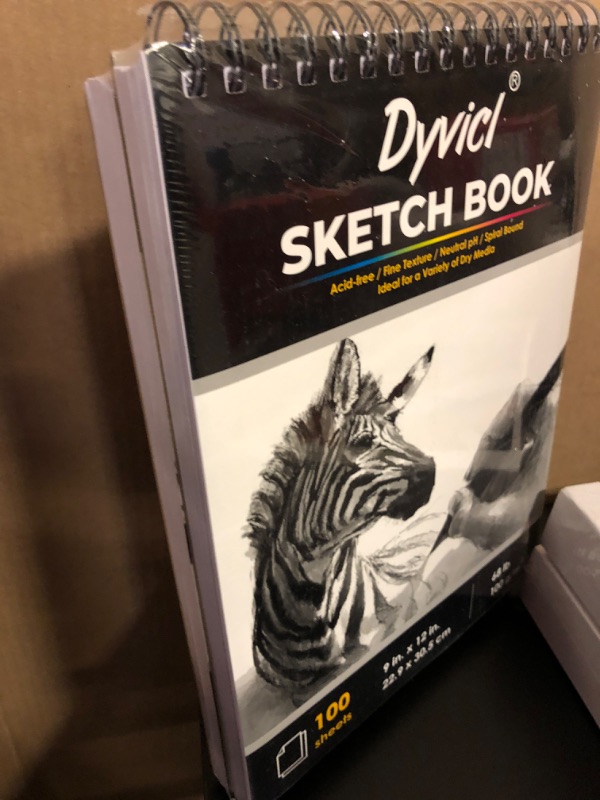 Photo 2 of Dyvicl Sketch Pad 9"x12" Sketch Book Set, Pack of 2, 100 Sheets Each(68 lb/100gsm), Spiral Bound Acid Free Drawing Paper for Graphite Pencil, Colored Pencil, Charcoal, Soft Pastel