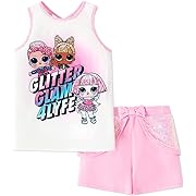 Photo 1 of Girl Size 11/12Y--L.O.L. Surprise! Toddler/Kid Girl 2pcs Character Print Crisscross Back Tank Top and Sequin Decor Shorts Set PinkyWhite Girl: 10-11 Years