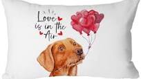 Photo 1 of 12''X20'' Valentine's Day Dog Pillow Cover - 'Love is in The Air' Labrador Retriever - Decorative Farmhouse Animal Cushion Case, for Dog Lovers, Dog Moms & Dog Owners