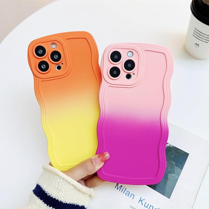Photo 1 of 2PACK Compatible with iPhone 14 Pro Max Case 6.7" 2022, Cute Kawaii Curly Wave Frame Shape Soft TPU Shockproof Protective Phone Cover