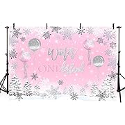 Photo 1 of AIBIIN 7x5ft Pink Winter Wonderland Backdrop Pink Snowflake Baby Shower Decorations Winter Wonderland Baby Shower Party Decorations 