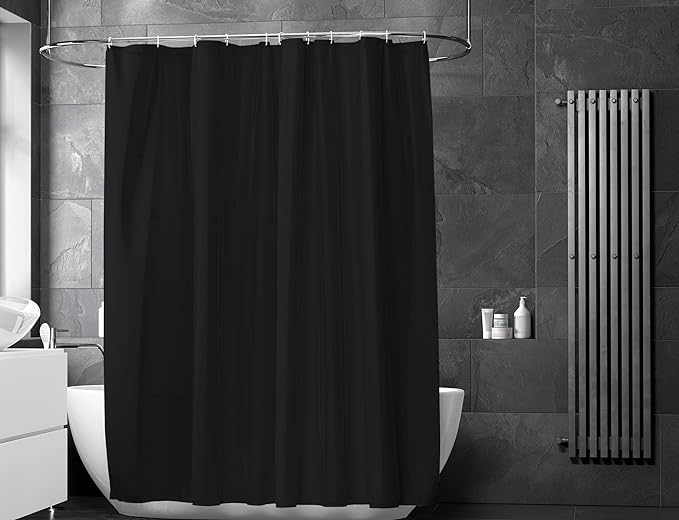 Photo 1 of Allenjoy 72x72 Inch Standard Waterproof Black Shower Curtain Liner with Privacy, Durable, Lightweight