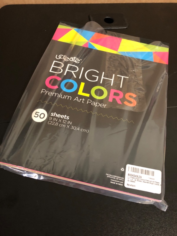 Photo 2 of U-Create Bright Colors Premium Art Paper, 12" x 9", 50 Sheets, Assorted Bright Colors, 65 lbs (95663)