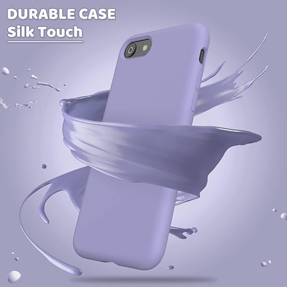 Photo 1 of OuXul iPhone SE 2022 Case, iPhone SE 2020 Phone case, iPhone 7/8 case Liquid Silicone Gel Rubber Phone Case, iPhone SE/8/7 4.7" Full Body Slim Soft Microfiber Lining Protective Case(Light Purple)