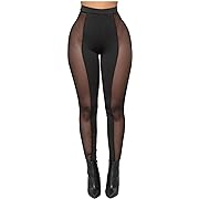 Photo 1 of Size XL--Uni Clau Women Sexy Casual See Through Elastic Pencil Pants Mesh Leggings High Waist Sweatpants Tights Black XL