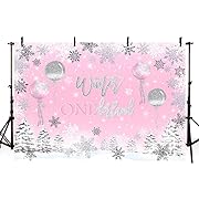 Photo 1 of AIBIIN 7x5ft Pink Winter Wonderland Backdrop Pink Snowflake Baby Shower Decorations Winter Wonderland Baby Shower Party Decorations