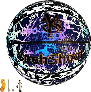 Photo 1 of YeahShoot Holographic Basketball Size 7 with Pump Light Up Basketball Suitable for Teens and Adults Basketball Gifts(White and Blue)
