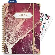 Photo 1 of ALKALO 2024 Planner Weekly&Monthly Calendar Book Monthly Weekly Daily Planner To Do List Spiral Planner Notebook Includes Elastic Closure Monthly Tabs Inner Pock