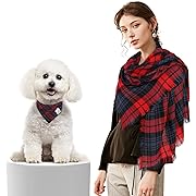 Photo 1 of E-Clover Dog Bandanas Matching Owner Scarf Plaid Dog Bandana Bibs with Tartan Scarves Shawl for Small Puppy Dogs Mom Outfit Red Blue