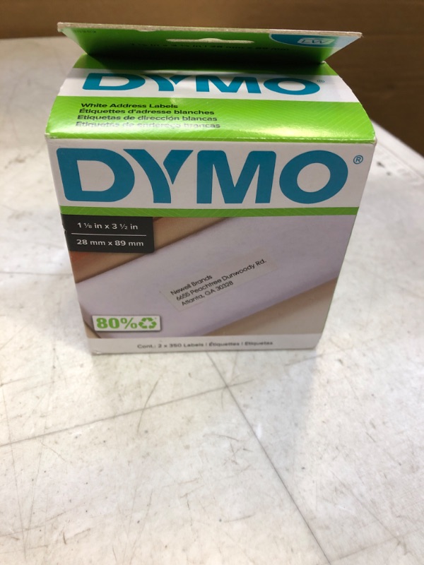 Photo 2 of DYMO 30252 LW Mailing Address Labels for LabelWriter Label Printers, White, 1-1/8'' x 3-1/2'', 2 Rolls of 350 2 Rolls Address Labels