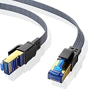 Photo 1 of Jillida Cat 8 Ethernet Cable 40FT, Flat High Speed Ethernet Cable with Gold Plated RJ45 Connector, 40GbPS 2000Mhz Braided Internet Cable for Gaming Xbox PS5