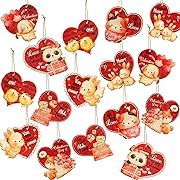 Photo 1 of 24PCS Vintage Valentines Wood Hanging Ornaments Valentine Decorations Valentine's Tree Ornaments Party Decor