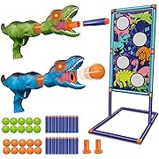 Photo 1 of Dinoera Dinosaur Toys Shooting Targets Game Toys for Kids Age of 4 5 6 7 8 9 10+ Year Old, 2 in 1 Gun Games for Kids, Foam Ball Popper Air Gun Set 