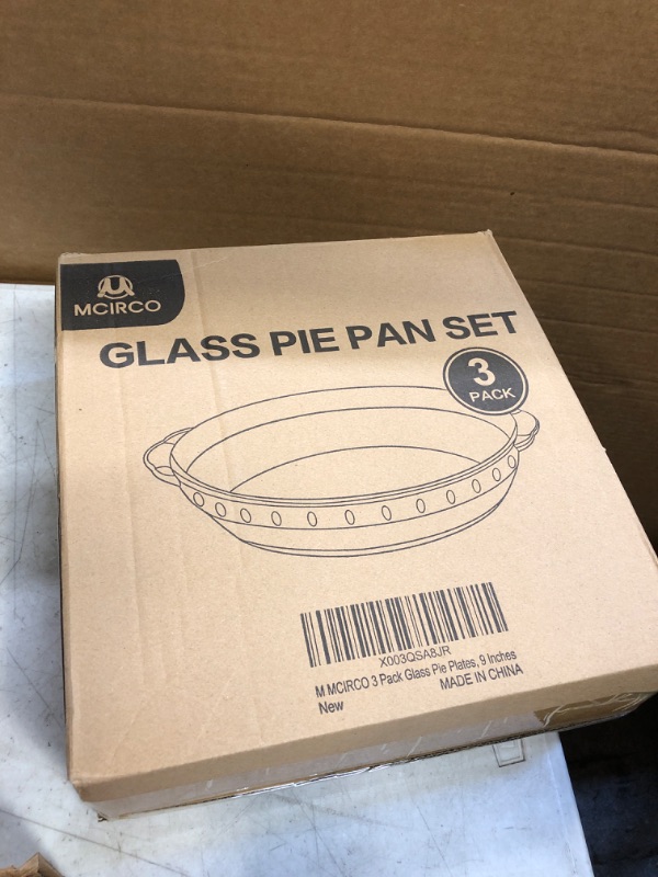 Photo 2 of 3 Packs Glass Pie Plates, MCIRCO 9" Glass Pie Pans, Easy Grab Glass Pie Baking Dishes with Handles for Baking and Serving, Clear 3pcs