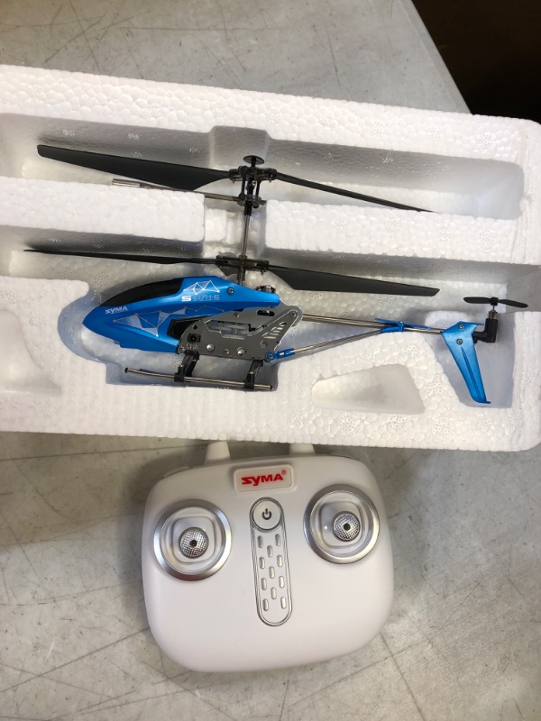 Photo 2 of SYMA Remote Control Helicopter, S107H-E Aircraft with Altitude Hold, One Key take Off/Landing, 3.5 Channel, Gyro Stabilizer and High &Low Speed, LED Light for Indoor to Fly for Kid and Beginner Blue