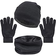 Photo 1 of 3 PCS Winter Beanie Hat, Scarf and Touch-Screen Gloves Set