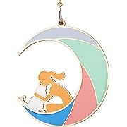 Photo 1 of Fnydvis Stained Enamel Pet Cat Memorial Gifts, A Cat and Woman on Colorful Moon Window Hanging Decor, Bereavement Keepsake for Pet Lover,Loss of Cat Sympathy Gift