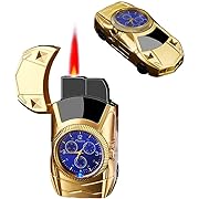 Photo 1 of Butane Torch Lighter - Creative Lighter with Watch, Windproof Solar Beam Torch, Refillable Adjustable Jet Flame Cool Lighters for Men Gift (Not Included Butane Gas) (Gold)