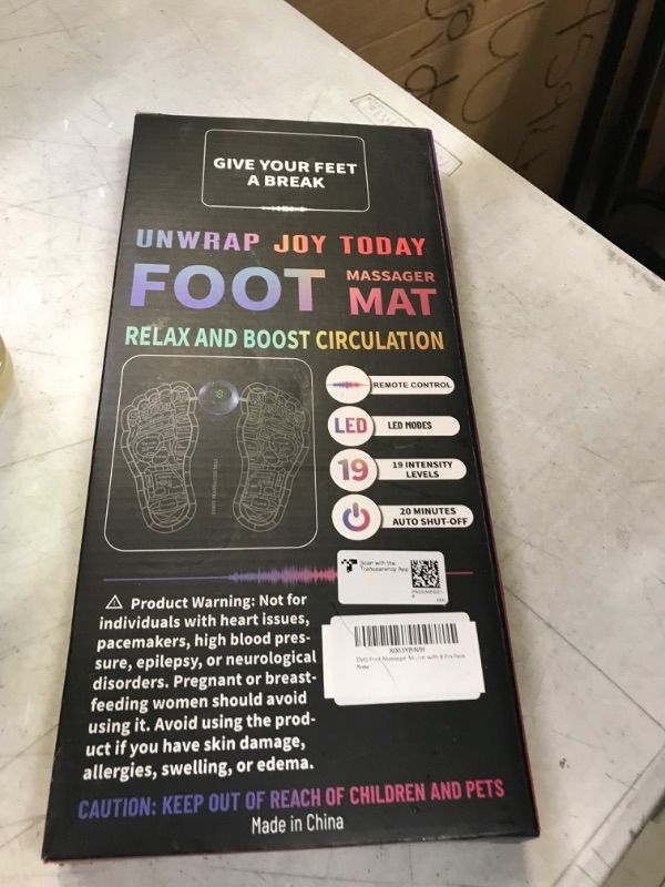 Photo 1 of EMS Foot Massager Mat for Neuropathy-Foot Stimulator Massager with Remote Control, 2-in-1 Back Massager & Legs Foot Circulation Device for Pain Relief Fasciitis, Muscles Relaxation with 8 Pcs Pads Pro-Control Remote