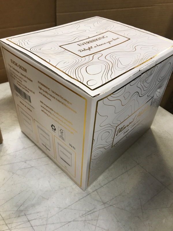 Photo 1 of Ceramic Utensil Holder for Kitchen Counter solid oak wood base home decor storage caddy,Large Utensil Caddy for Kitchen Countertop Organizer Vintage Farmhouse Kitchen Decoration(White)