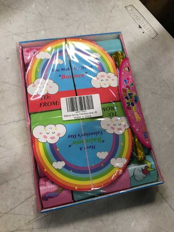Photo 2 of Valentines Gifts for Kids Classroom, 24 Pack Unicorn Raibow Springs with Valentine Cards for Kids School Exchange Greeting Cards, Valentine Party Favor Toy Supplies rainbow springs for girls