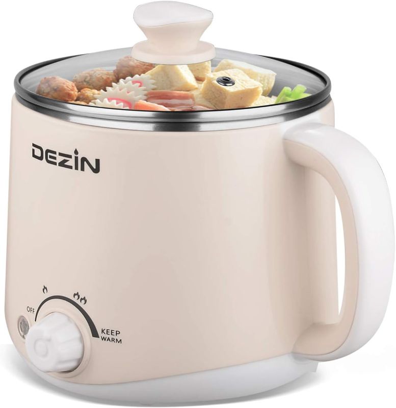 Photo 1 of Dezin Hot Pot, Rapid Noodles Cooker, Stainless Steel Electric Pot 1.6 Liter, Perfect for Ramen, Egg, Pasta, Dumpling, Soup, Porridge, Oatmeal with Temperature Control and Keep Warm Function blue 
