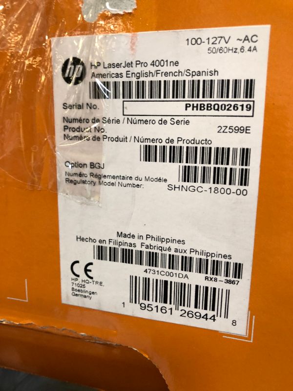 Photo 1 of HP LaserJet Pro 4001ne Black & White Printer with HP+ Smart Office Features