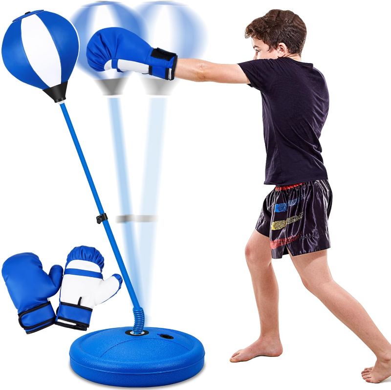 Photo 1 of Punching Bag for Ages 3 4 5 6 7 8+ Years Old Kids, Boxing Bag Set Toy with Boxing Gloves, Height Adjustable Punching Bag, Sport Toy for Boys & Girls, Ideal Christmas Birthday Gift for Kids
