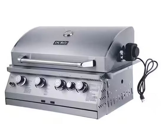 Photo 1 of 30 in. 4-Burner Built-In Gas Grill with Rotisserie Burner
